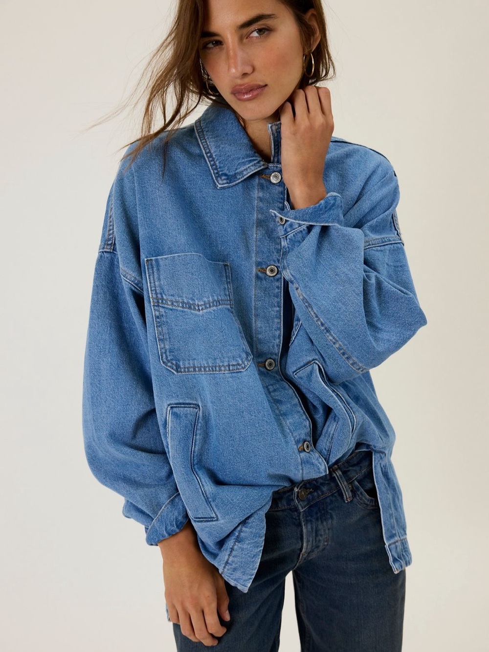 free people madison city twill jacket (denim)